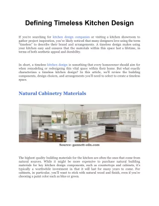 defining timeless kitchen design