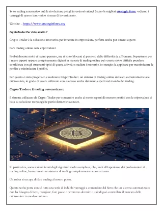 se tu trading automatico sar la rivoluzione