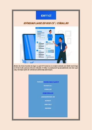 hvordan lage en god CV | Cvmal.no