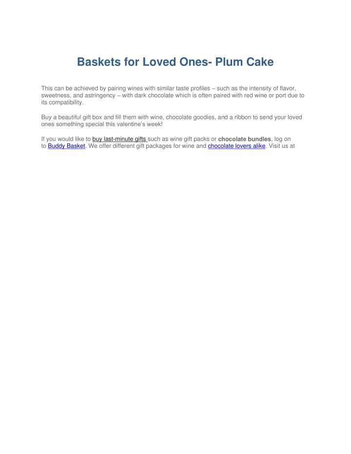 baskets for loved ones plum cake
