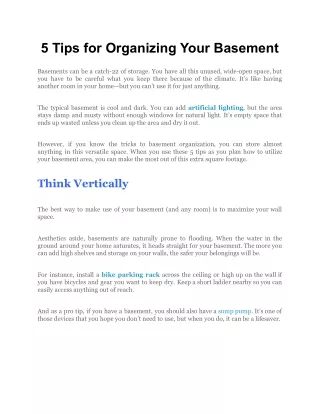 5 tips for organizing your basement