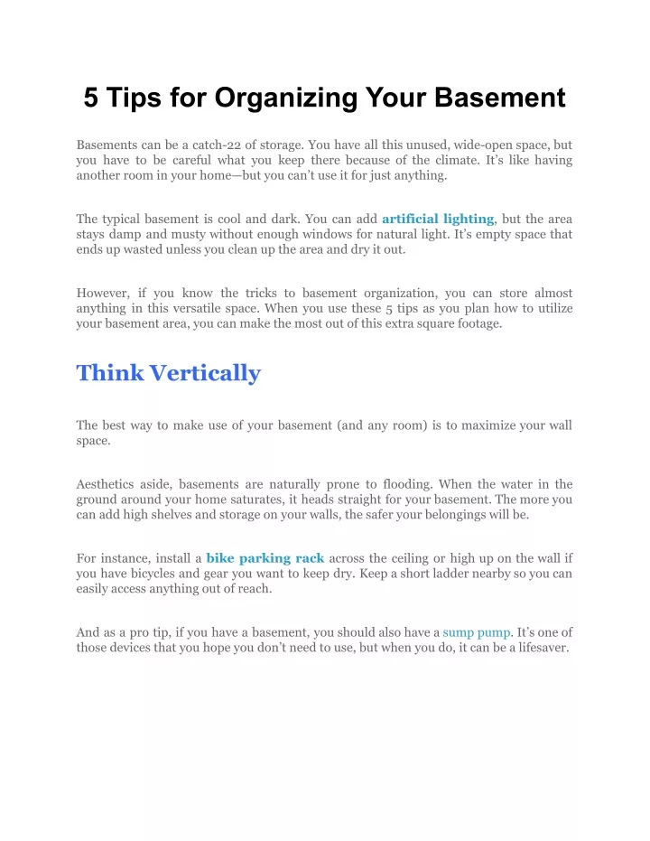 5 tips for organizing your basement