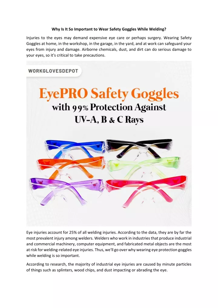 why is it so important to wear safety goggles