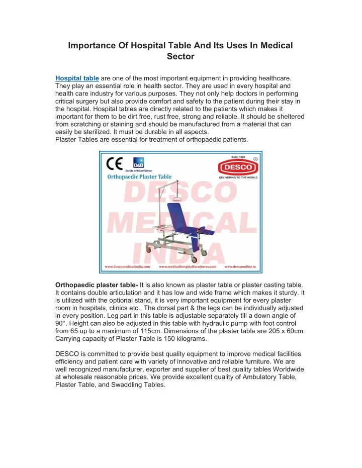 importance of hospital table and its uses