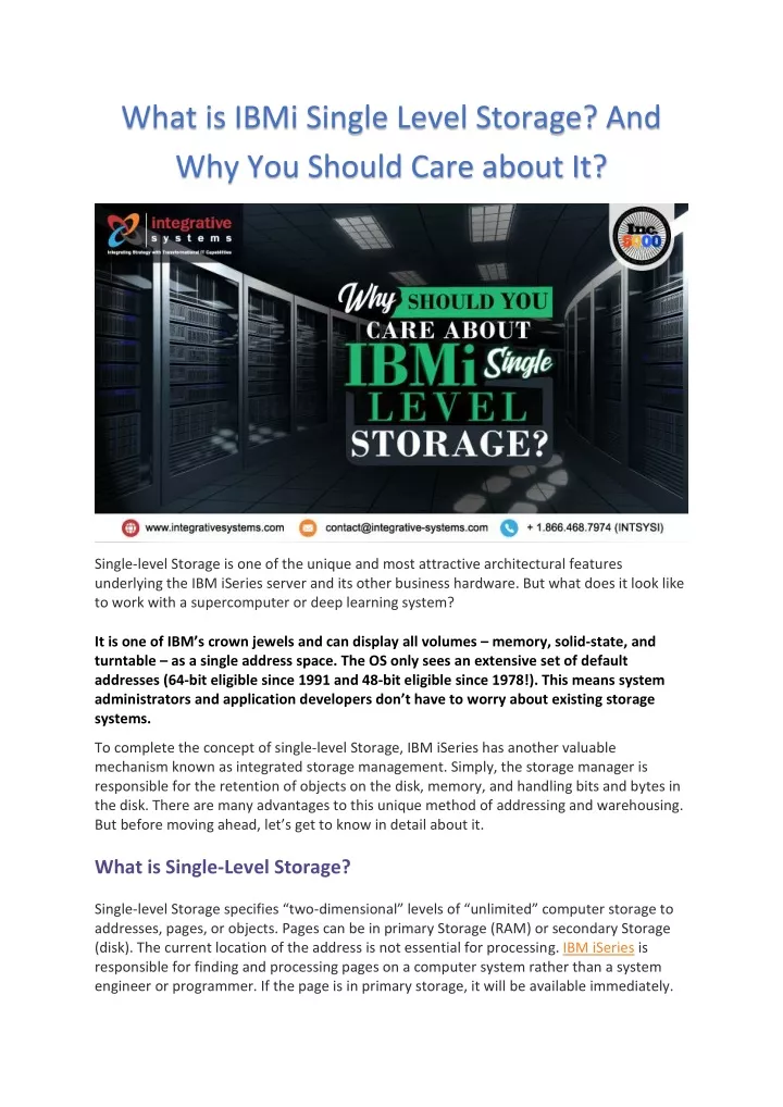 what is ibmi single level storage