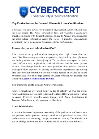 Top Productive In-Demand Microsoft Azure Certifications