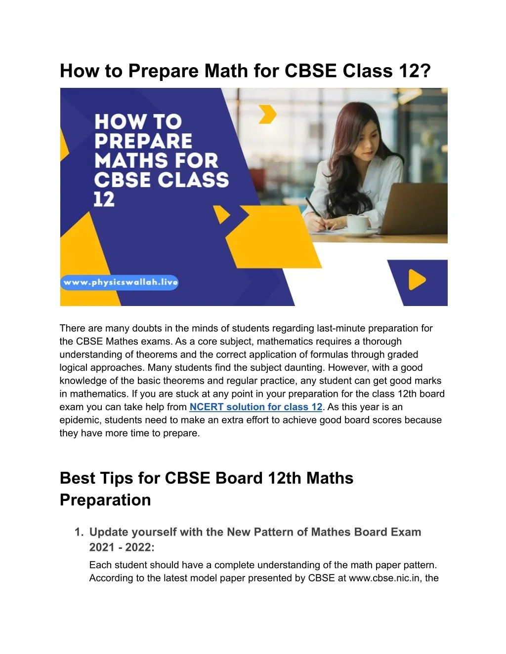 PPT - How to Prepare Math for CBSE Class 12 PowerPoint Presentation ...