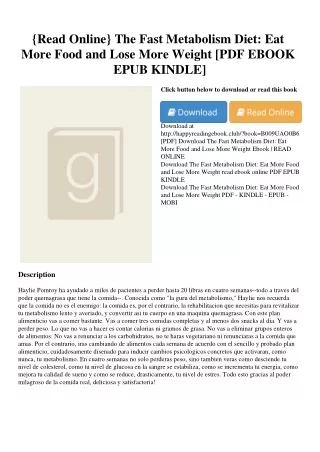 {Read Online} The Fast Metabolism Diet Eat More Food and Lose More Weight [PDF E