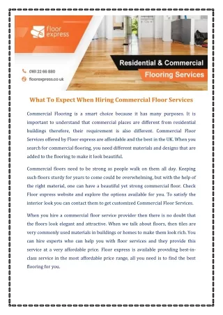 What To Expect When Hiring Commercial Floor Services