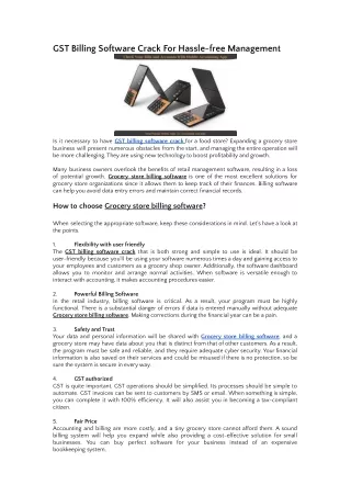 GST Billing Software Crack For Hassle-free Management