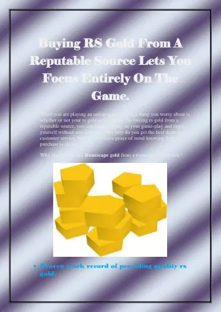 Buying RS Gold From A Reputable Source Lets You Focus Entirely On The Game.
