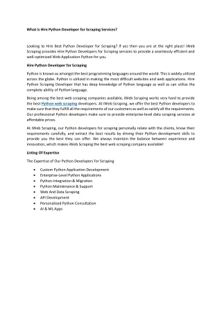 what is hire python developer for scraping