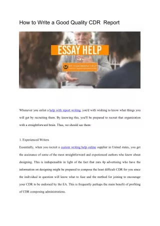 how to write a good quality cdr report