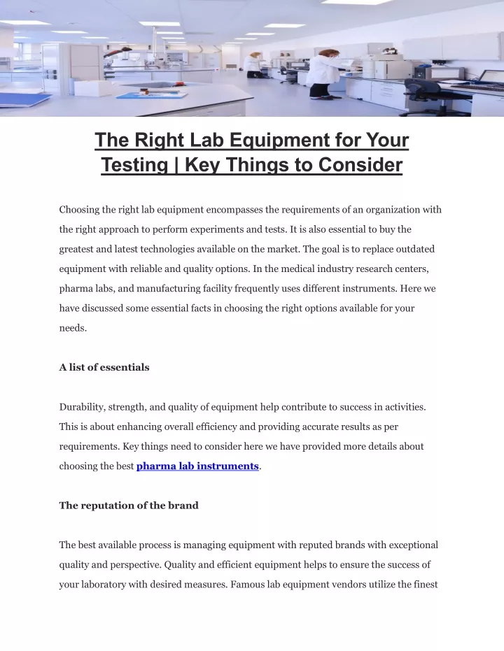 the right lab equipment for your testing