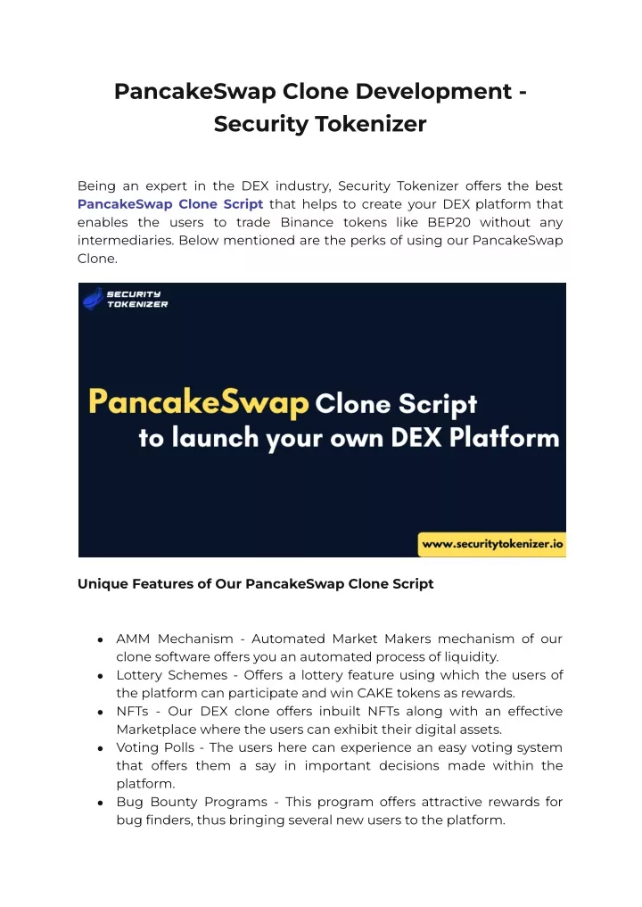 pancakeswap clone development security tokenizer