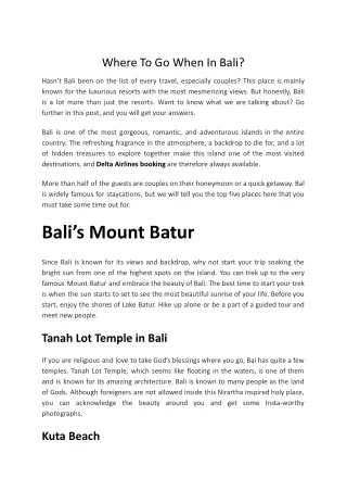 where to go when in bali