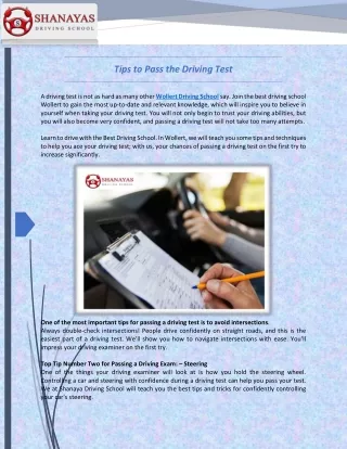 Tips to Pass the Driving Test