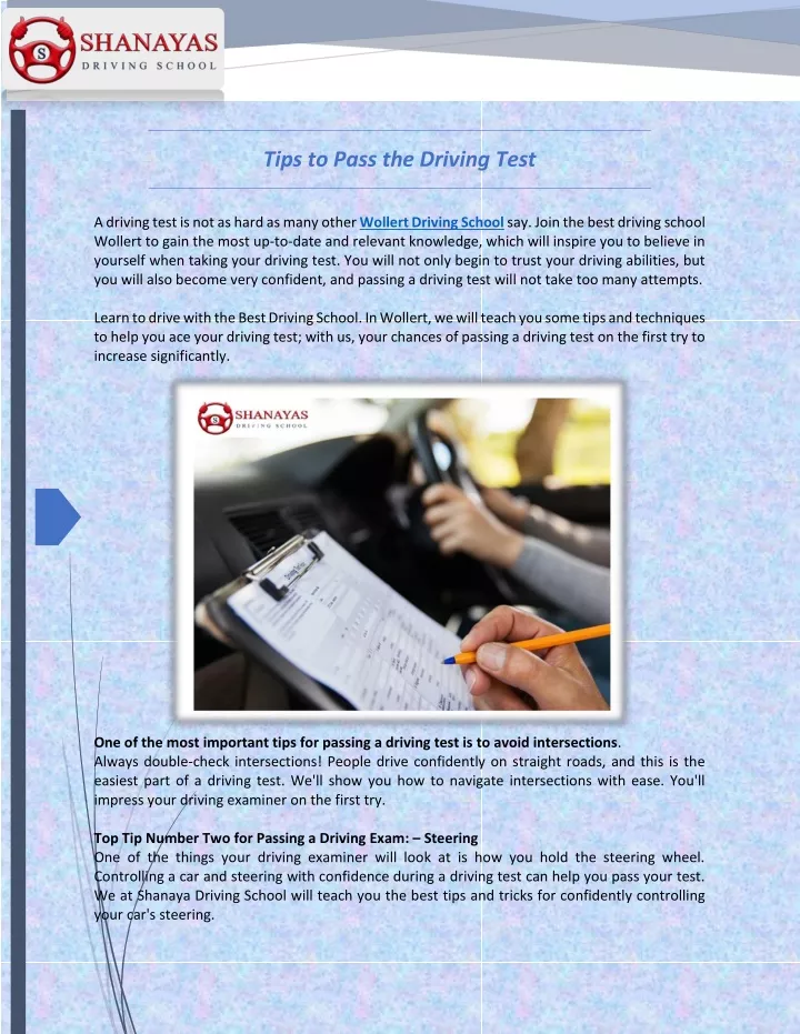 tips to pass the driving test