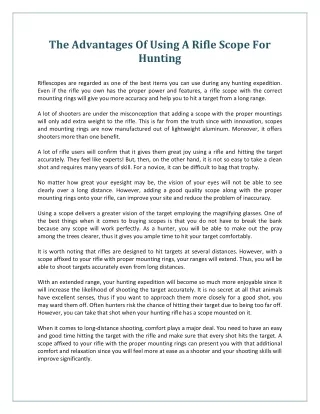 the advantages of using a rifle scope for hunting