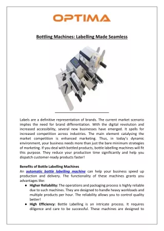 bottling machines labelling made seamless