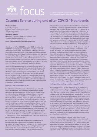 Cataract Service during and after COVID-19 pandemic