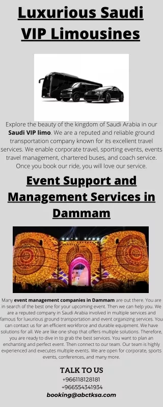 Saudi VIP Limousines and Event Management Companies in Dammam
