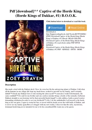 Pdf [download]^^ Captive of the Horde King (Horde Kings of Dakkar  #1) <*READ*>