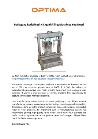 packaging redefined 4 liquid filling machines
