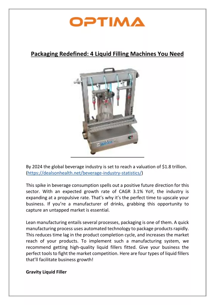 packaging redefined 4 liquid filling machines