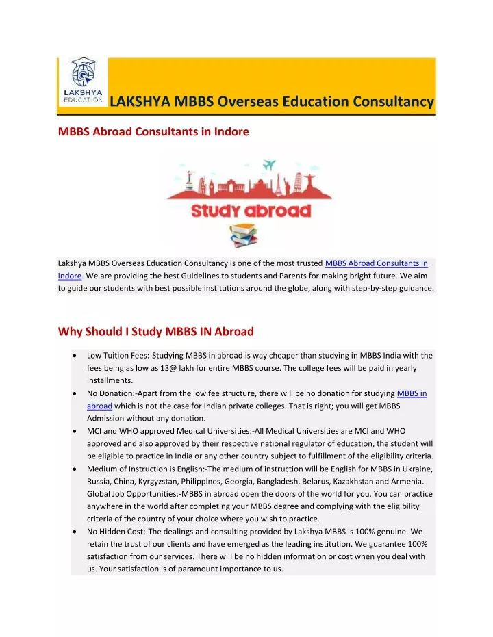 lakshya mbbs overseas education consultancy