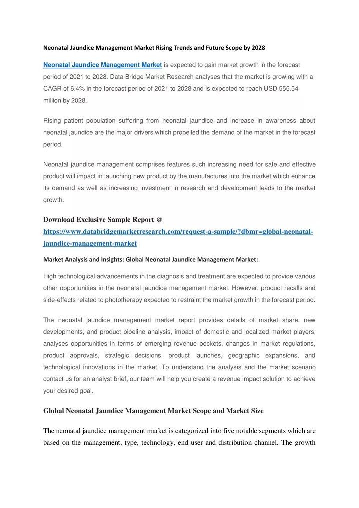 neonatal jaundice management market rising trends