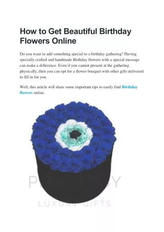 How to Get Beautiful Birthday Flowers Online