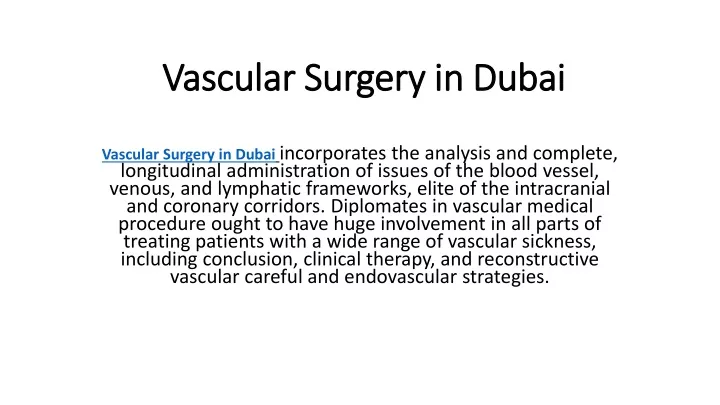 vascular surgery in dubai