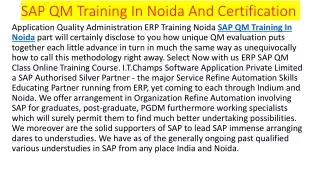 SAP QM Training Institute In Noida