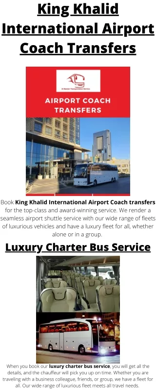 King Khalid International Airport Coach Transfers with luxury charter buses