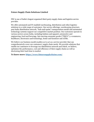 Future Supply Chain Solutions Limited