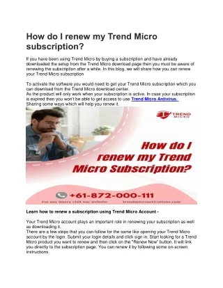 How do I renew my Trend Micro subscription
