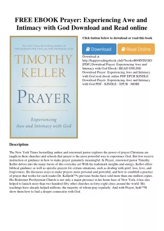 FREE EBOOK Prayer Experiencing Awe and Intimacy with God Download and Read onlin
