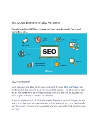 the crucial elements of seo marketing