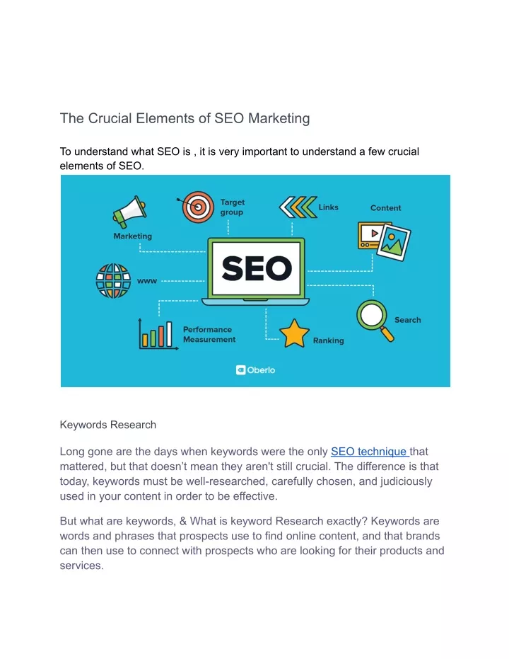 the crucial elements of seo marketing