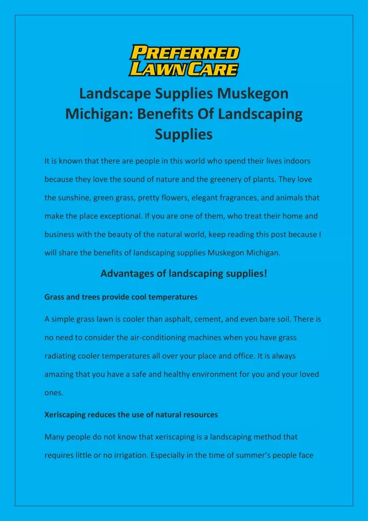 landscape supplies muskegon michigan benefits