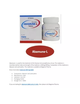 abamune l is used for the treatment of hiv human