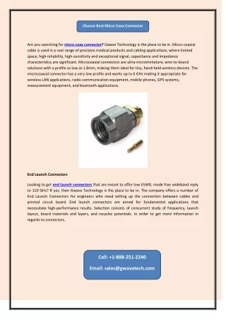 Choose Best Micro Coax Connector