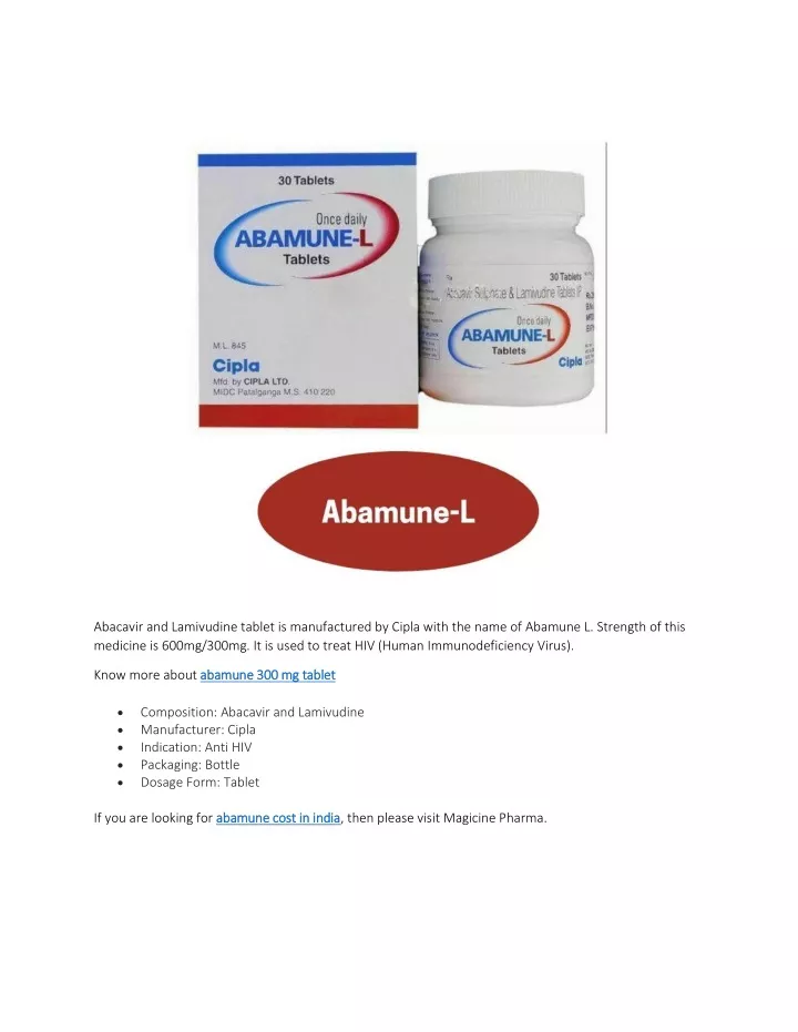abacavir and lamivudine tablet is manufactured