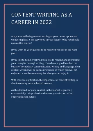 Content Writing as a Career in 2022