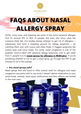 FAQs About Nasal Allergy Spray
