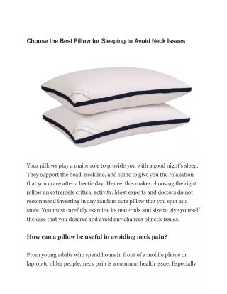 Choose the Best Pillow for Sleeping to Avoid Neck Issues (1)