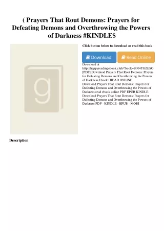 (<E.B.O.O.K. DOWNLOAD^> Prayers That Rout Demons Prayers for Defeating Demons an