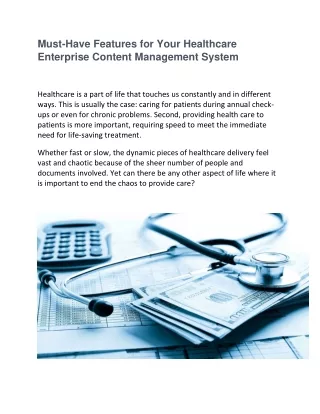 must have features for your healthcare enterprise