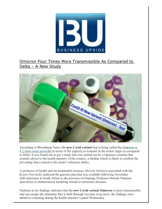 omicron four times more transmissible as compared